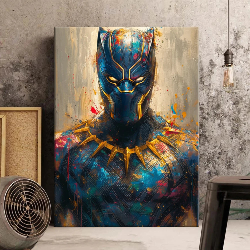 MINISO Poster Superheroes Black Panther Canvas Wall Art Print Home Room Decor