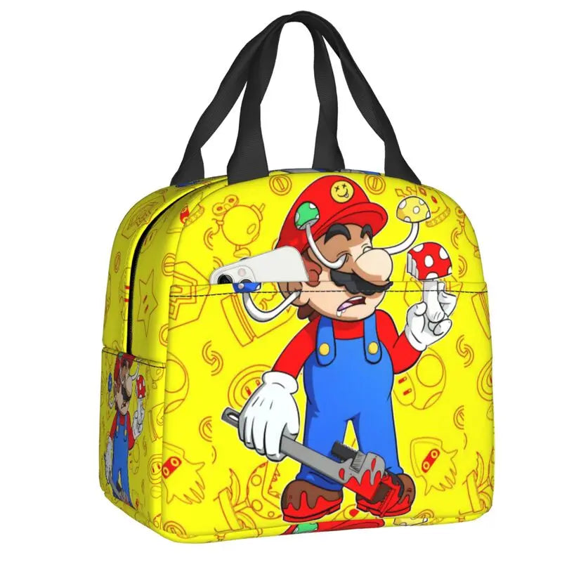 Custom Mario SuperBros Insulated Lunch Bag Reusable Thermal Cooler Lunch Box M19