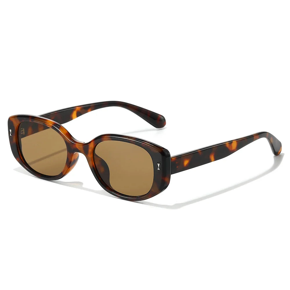 JNPCXI New Retro Small Oval Sunglasses Women Black Frame UV400 Protection Fashion Cat Eye Shades For Daily Travel