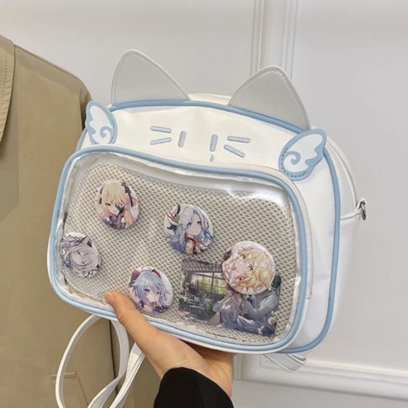Y2K Japanese Kawaii Cat Ita Bag 2026 New Fashion Ita Backpacks Cute Girls Transparent Shoulder Crossbody Bags JK School Bags
