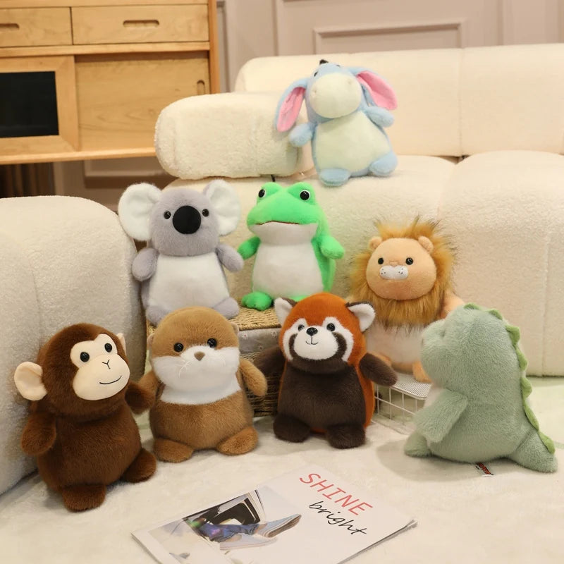 22CM Kawaii Cartoon Forest Animal Koala Hippopotamus Monkey Stuffed Animal Plush Toy Children's Raccoon Fox Handmade Doll Gift