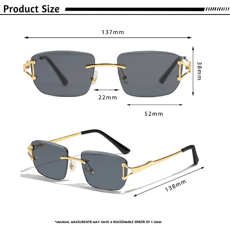 CATERSIDE New Retro Rimless Sunglasses Men's Rectangular Personalized Brand Design Sun Glasses Women Party Festival Eyewear Gift