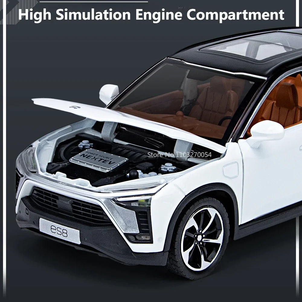 1:24 NIO ES8 L9 Alloy Miniature Toy Car Model Diecast Sound Light Pull Back Doors Opened New Energy Vehicles Collection Kids Toy