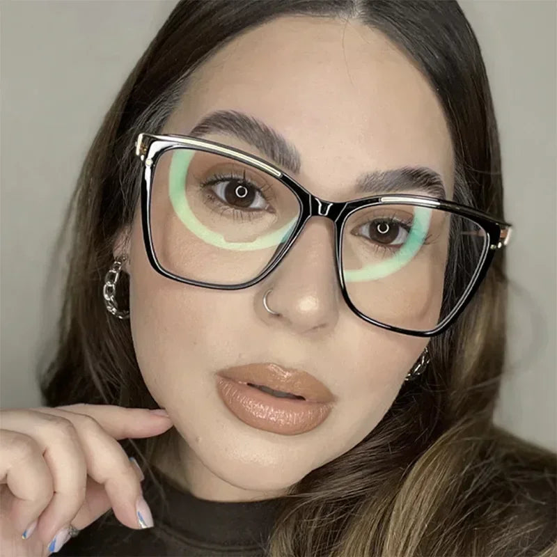 JNPCXI TR90 Anti-Blue Light Retro Women Glasses Frames Oversize Optical Eyeglasses Frame
