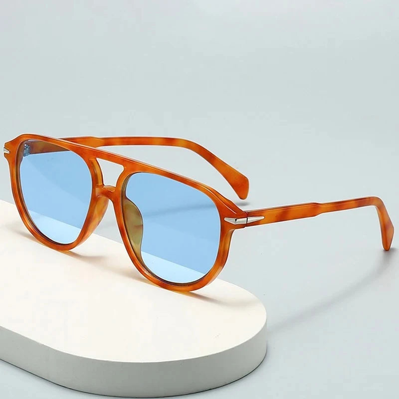JNPCXI Retro Double Bridges Pilot Men Rivets Sunglasses UV400 Fashion Women Luxury Sun Glasses Black Orange Shades