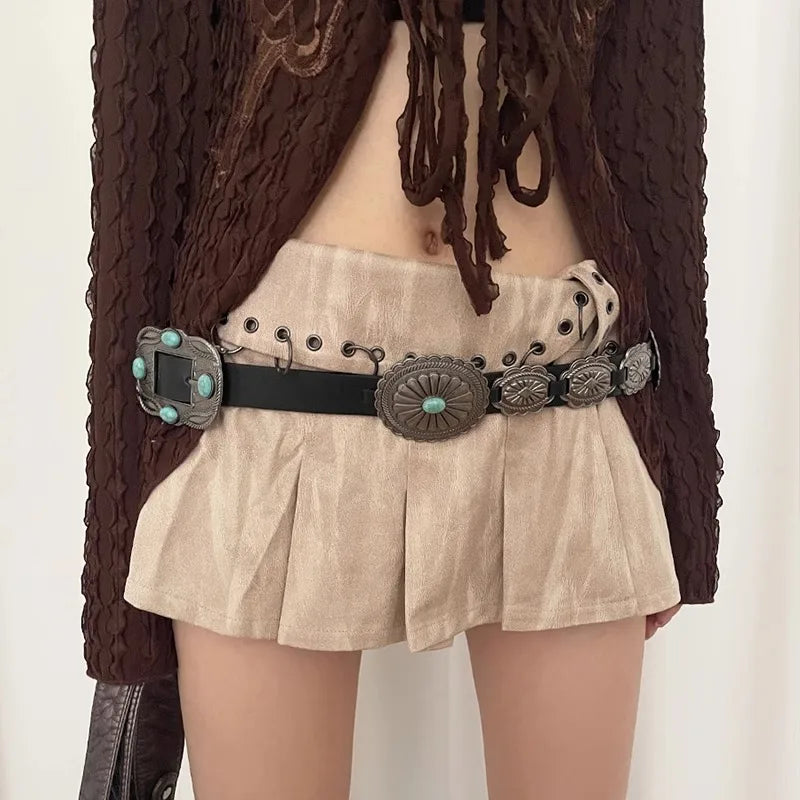 National Style Gem Inlaid Belt Female Adornment With Dress Children 2024 New Fashion Design Sense Chatelaine Trend
