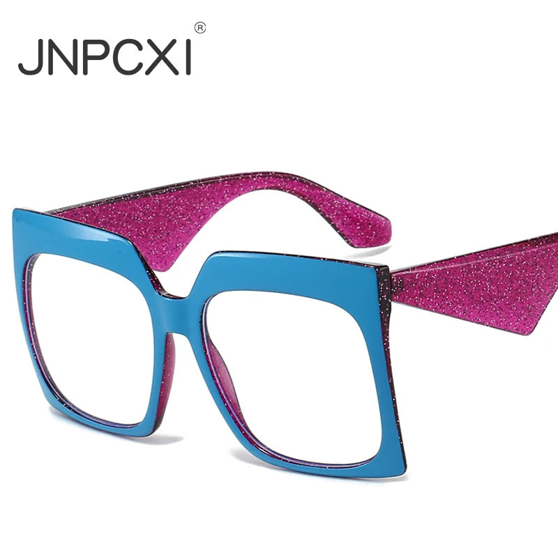 JNPCXI New Oversized Fashion Square Women Optical Glasses Frame Clear Eyewear Vintage Nail Eyeglasses Frame Men Computer Goggles