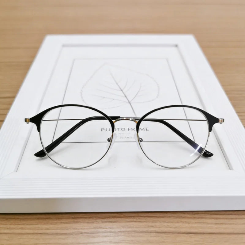 Korean Anti Radiation Eyeglasses Round Metal Frame Eyeglasses for Women Men Anti-Blue Light Glasses