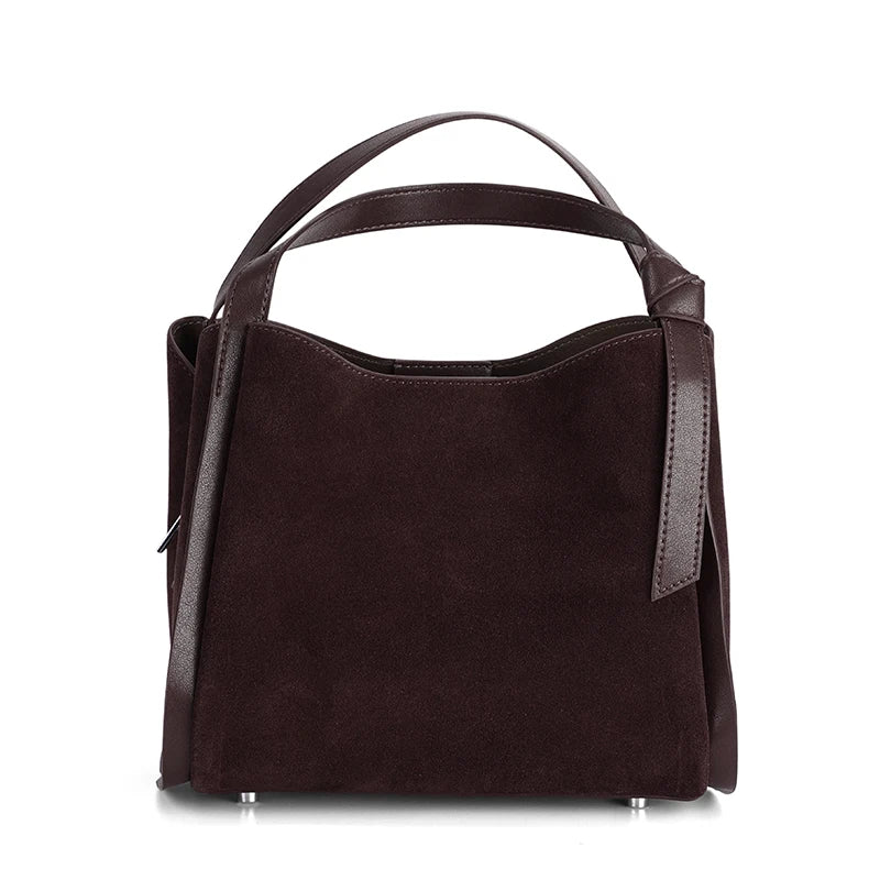 Women Suede Cow Leather Shoulder Bag Female Genuine Leather Versatile Handbags Ladies Fashion Luxury Designer Crossbody Bags