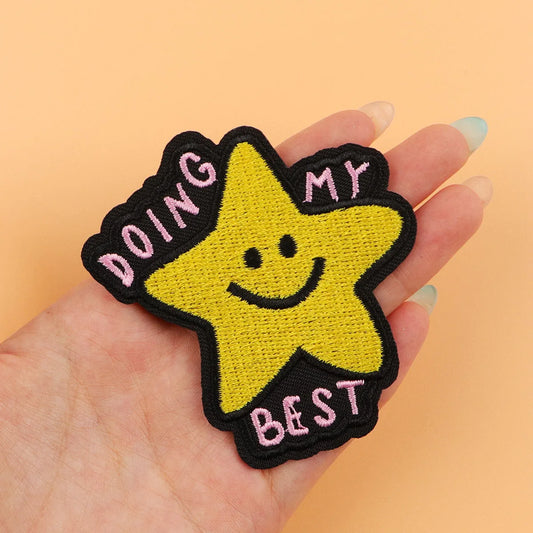 Star Quote Embroidery Patch DOING MY BEST Iron On Patches For Clothing Thermoadhesive Patches On Clothes DIY Sew Badges