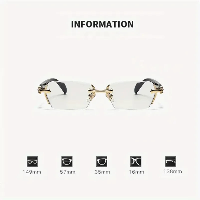 Unisex Ultra Lightweight Frameless Glasses Retro Diamond Cut Edge Classic Unisex Computer Glasses Sturdy Iron Frame