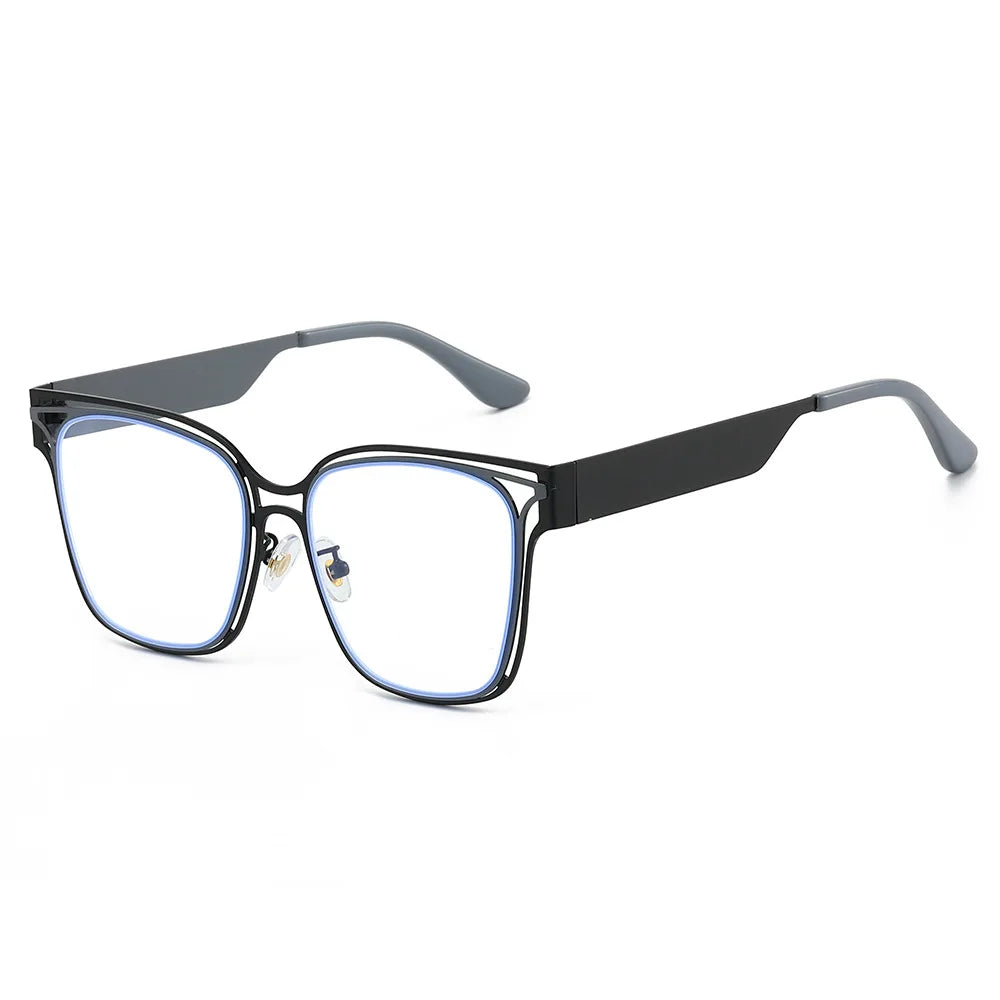 JNPCXI New Square Follow Oversized Fashion Glasses For Women Trendy Double Color Frame Clear Lens Computer Ladies Eyewear
