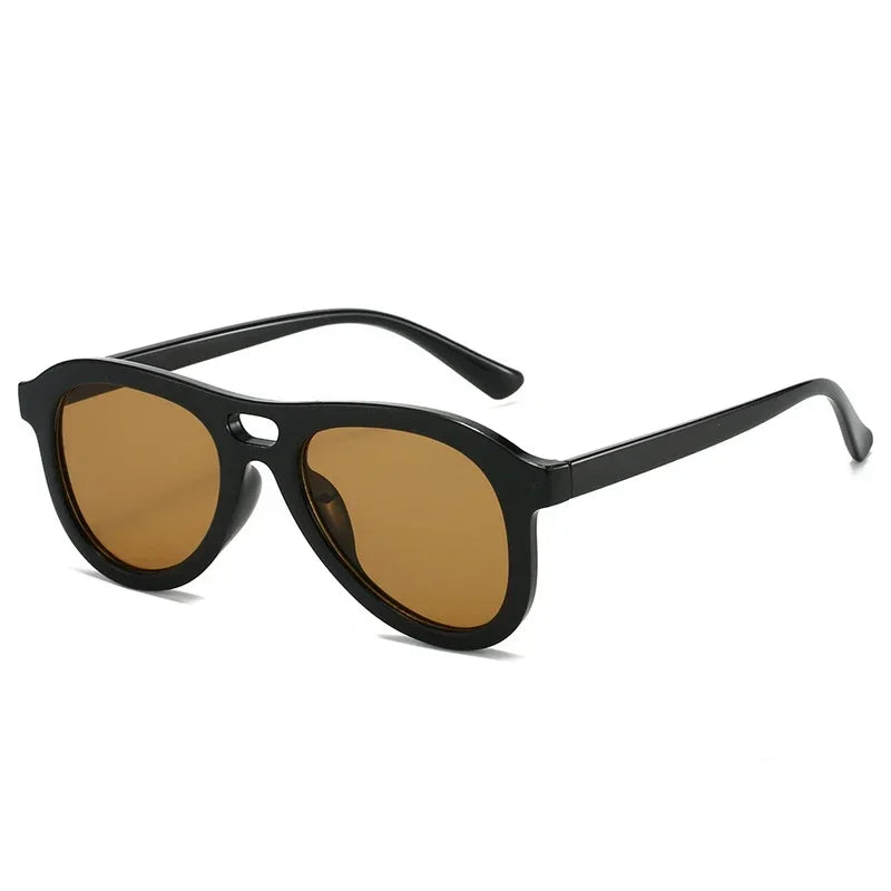 JNPCXI Vintage Double Bridges Pilot Men Sunglasses Fashion Shades UV400 Women Tea Sun Glasses