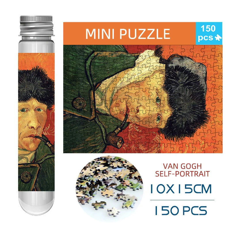 150pcs test tube jigsaw puzzle Van Gogh Painting Puzzles with Puzzle Storage Tray Plastic Sorting Tray Jigsaw Aids