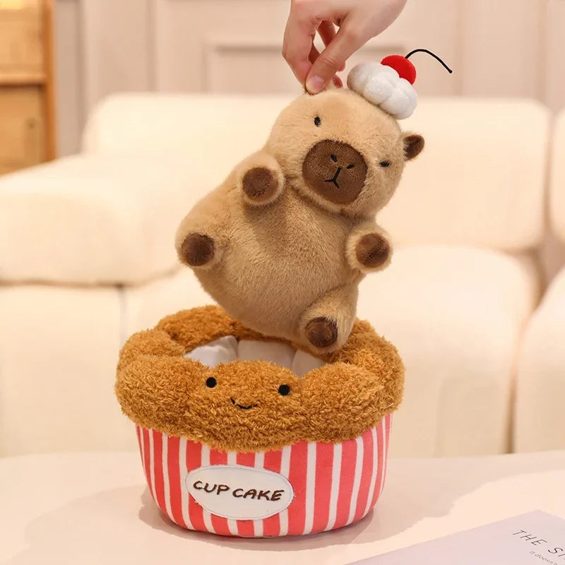 Capibala Pluches Croissant Cup cake Plush Toy Cute Dessert Break Capybara Stuffed Doll Funny Food Home Decor Kid Birthday Gift