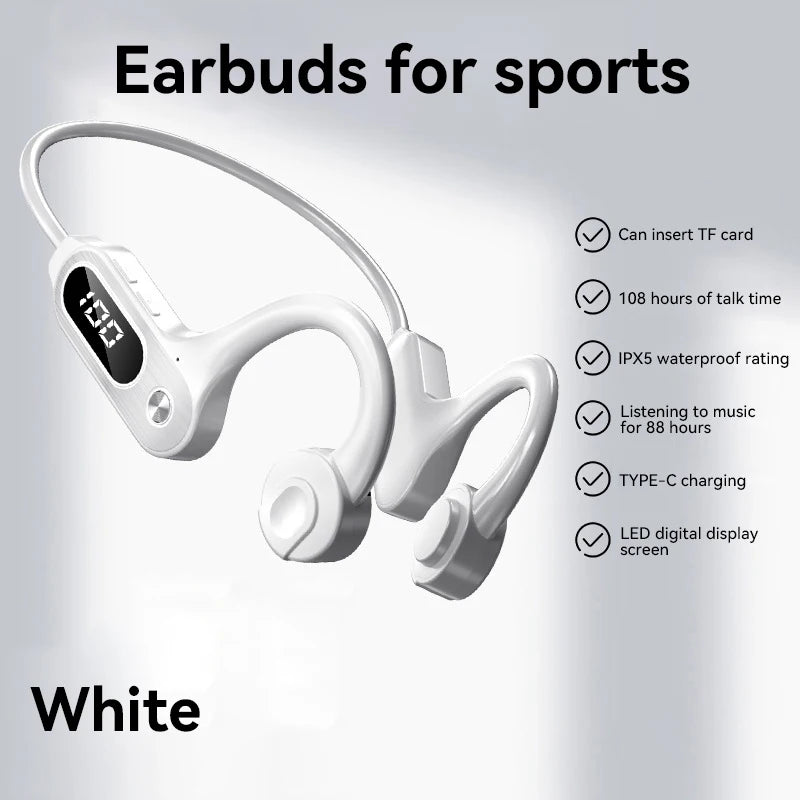 New V30 Bone Conduction Headphones Bluetooth 5.3 Earless IPX5 Waterproof Wireless Ultra Long Life Card Sports Headphones 2025