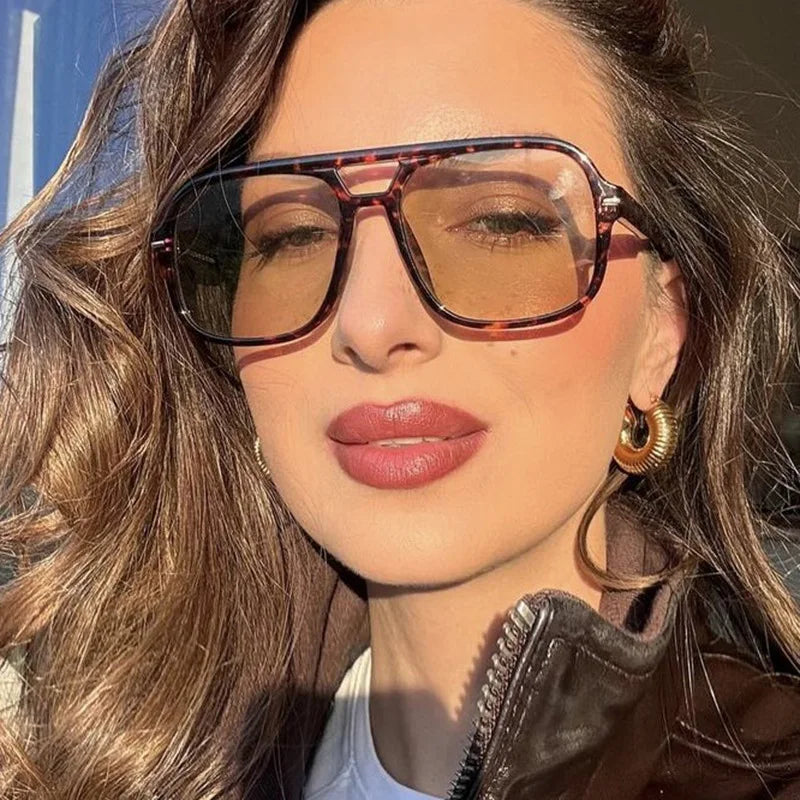 JNPCXI Retro Double Rivet Square Sunglasses Women Luxury Brand Designer Rectangle Fashion Sun Glass Vintage Eyewear Female