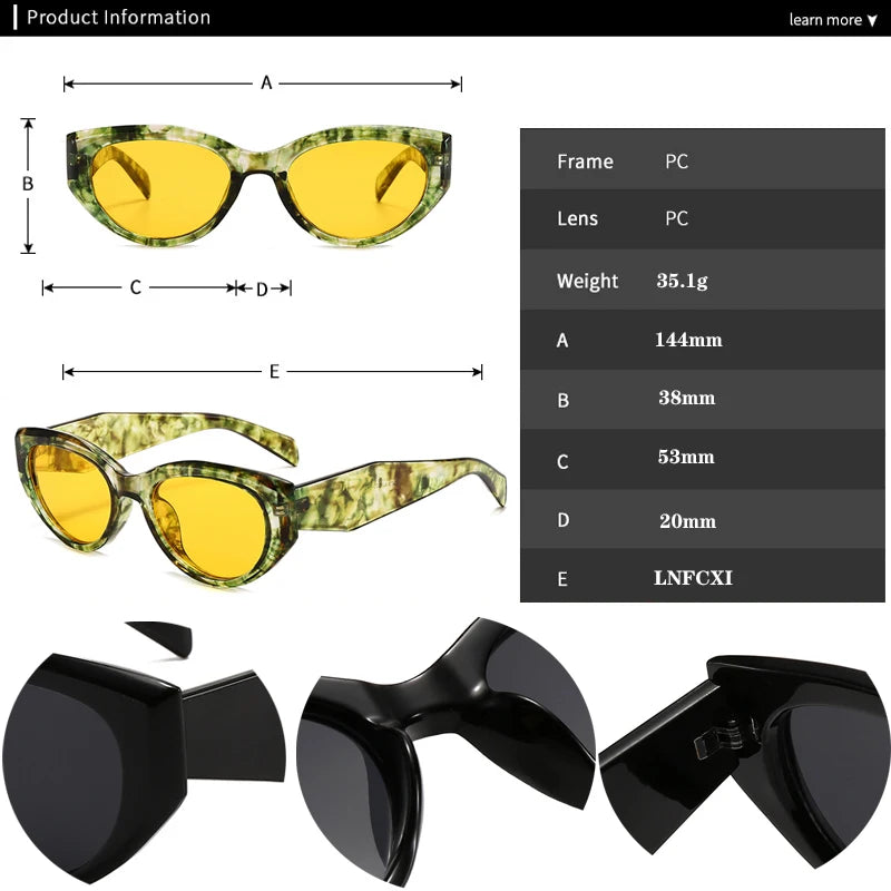 JNPCXI Retro Cat Eye Women Sunglasses Fashion Green Candy Color Shades UV400 Men Trending Rivets Punk Sun Glasses