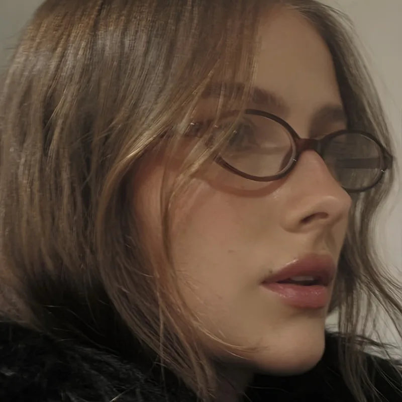 2 Pieces of Oval Small Frame Transparent Lens Glasses Y2K Retro Fashion Glasses