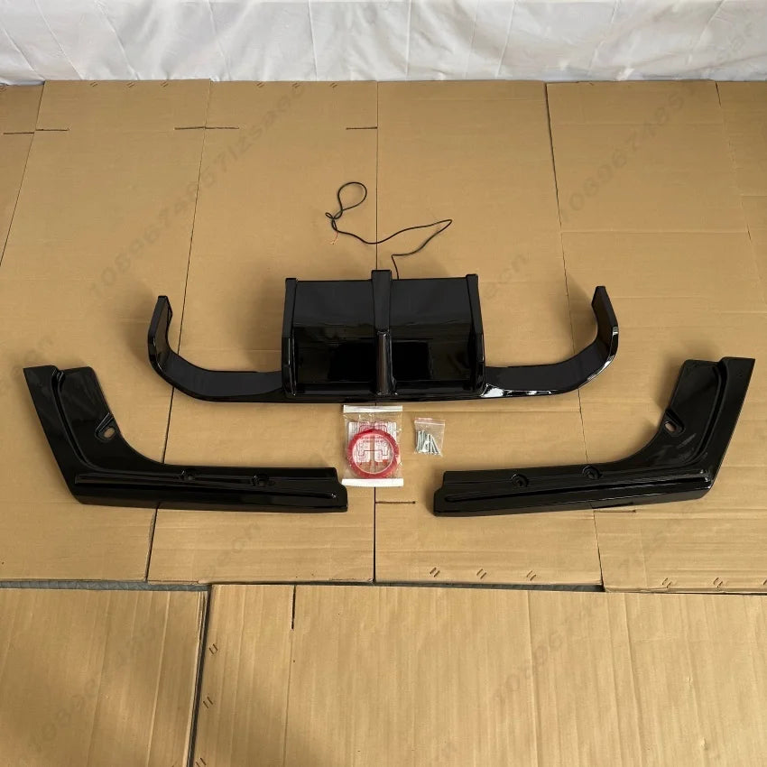 For BMW 3 Series F30 Dedicated M3 Model Car Rear Bumper Lip Spoiler Glossy Black Carbon Fiber Look With LED Brake Light Body Kit
