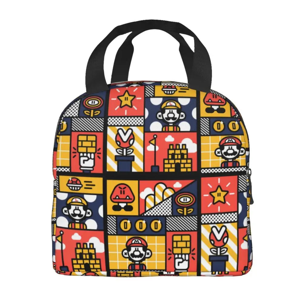 Custom Mario SuperBros Insulated Lunch Bag Reusable Thermal Cooler Lunch Box M16