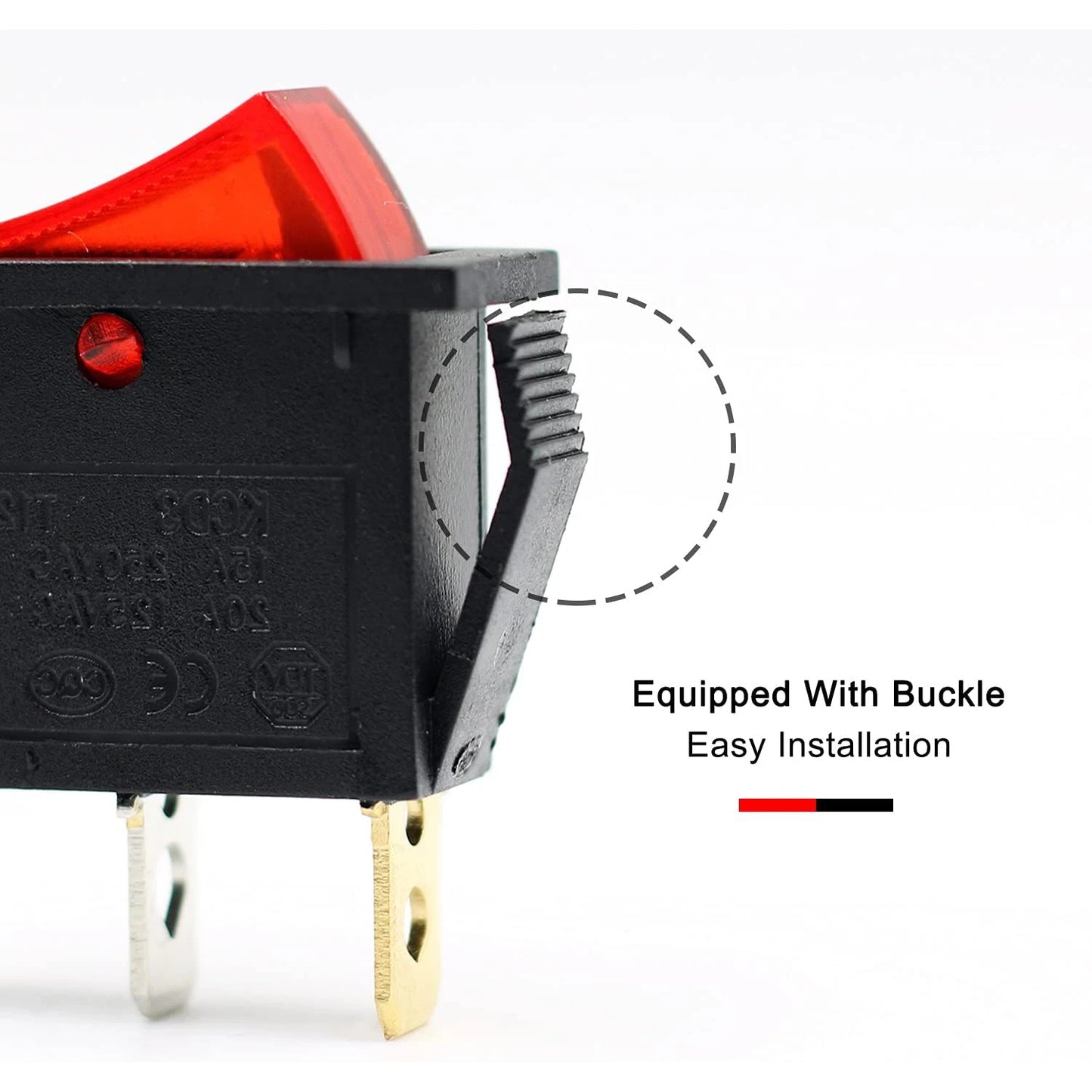 16PCS AC 16A/250V 20A/125V 3 Pin Switch 2 Position Red Light On Off SPST Boat AC Rocker Switch KCD3 Switch