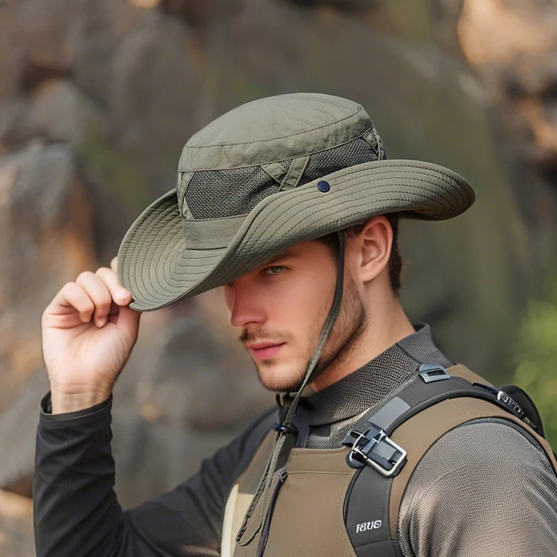 9245Summer large brim breathable shade fisherman hat Men's spring and autumn sun hat outdoor hiking fishing hat