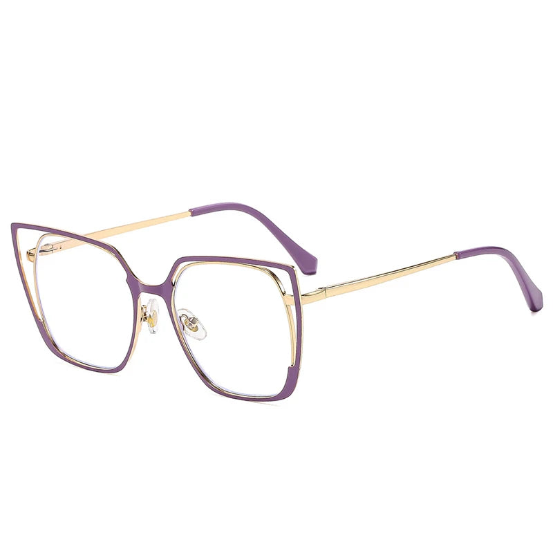 JNPCXI New Square Hollow Out Large Frame Flat Mirror 2026 New Anti Blue Light Fashion Glasses Frame
