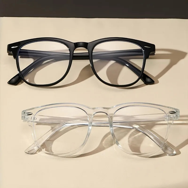 2pcs Women's Plastic Retro Round Rice Nail Style Fashionable Plain Reading Glasses Office Glasses Fashionable Design Simple