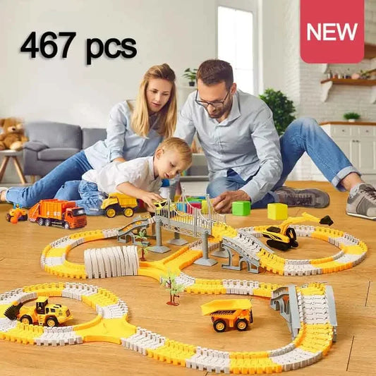 137-467pcs Children Electric Track Toy Car Engineering Car Kids Educational Toys