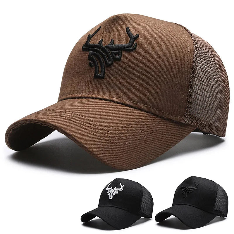 Animal Antlers Embroidery Baseball Net Cap Season Outdoor Adjustable Casual Hats