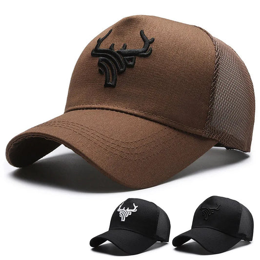Animal Antlers Embroidery Baseball Net Cap Season Outdoor Adjustable Casual Hats