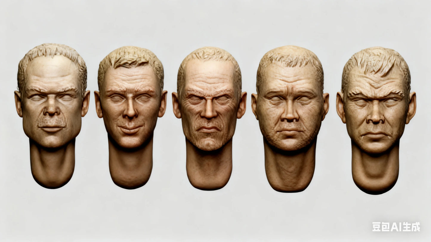 1/35 Resin Model Assembly Kit with 5 Replacement Parts for Human Heads (unpainted)