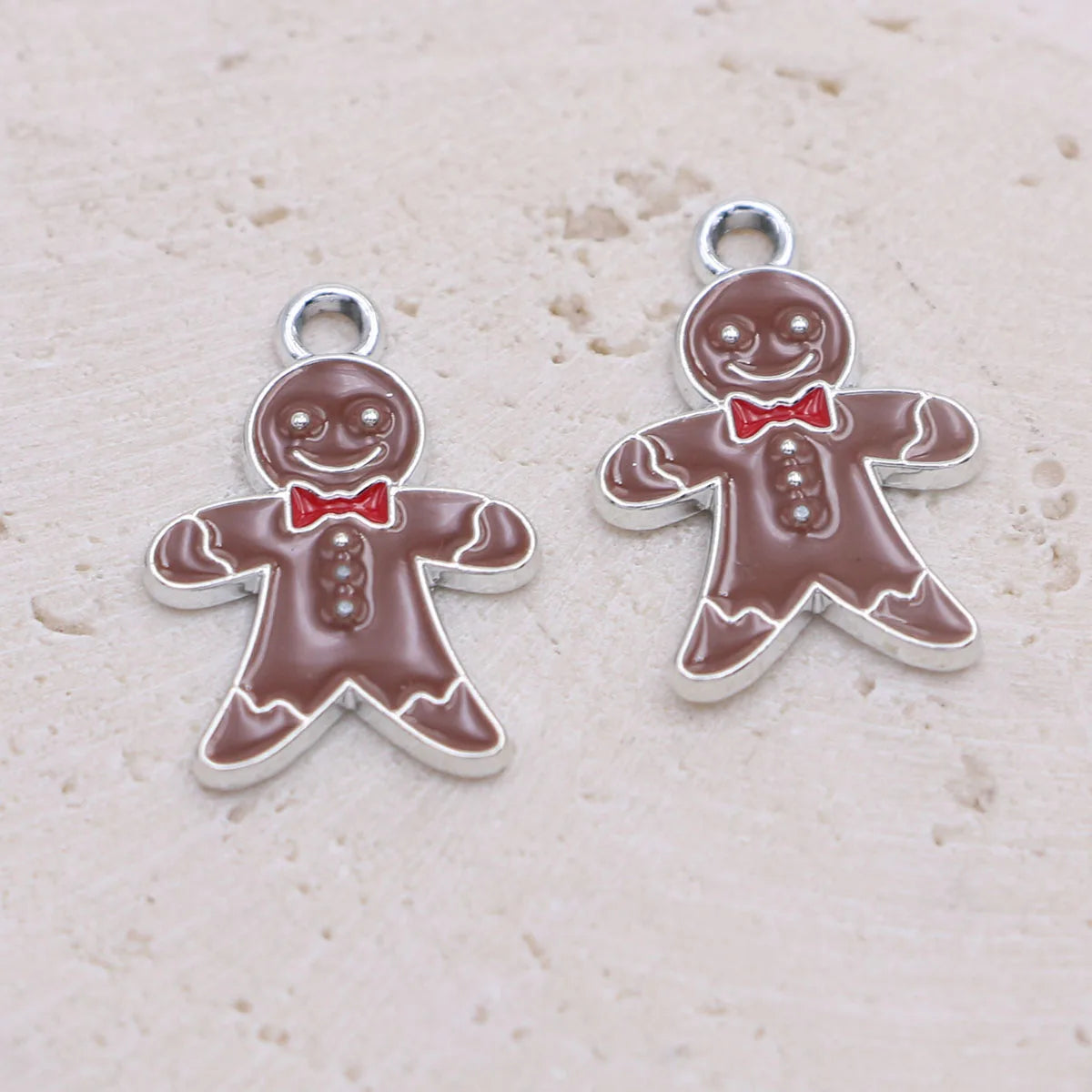 10Pcs Gold Plated Enamel Gingerbread Charm Pendant for Jewelry Making Bracelet Necklace DIY Earrings Accessories Craft Findings