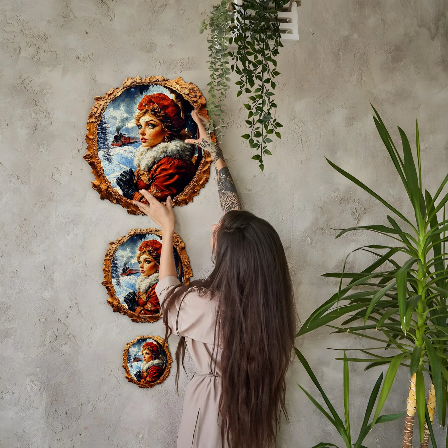 Nowadays Retro Art Style Wooden Jigsaw Puzzle Wood Home Decor Painting Christmas and Halloween Gift Toy for Teen and Kid