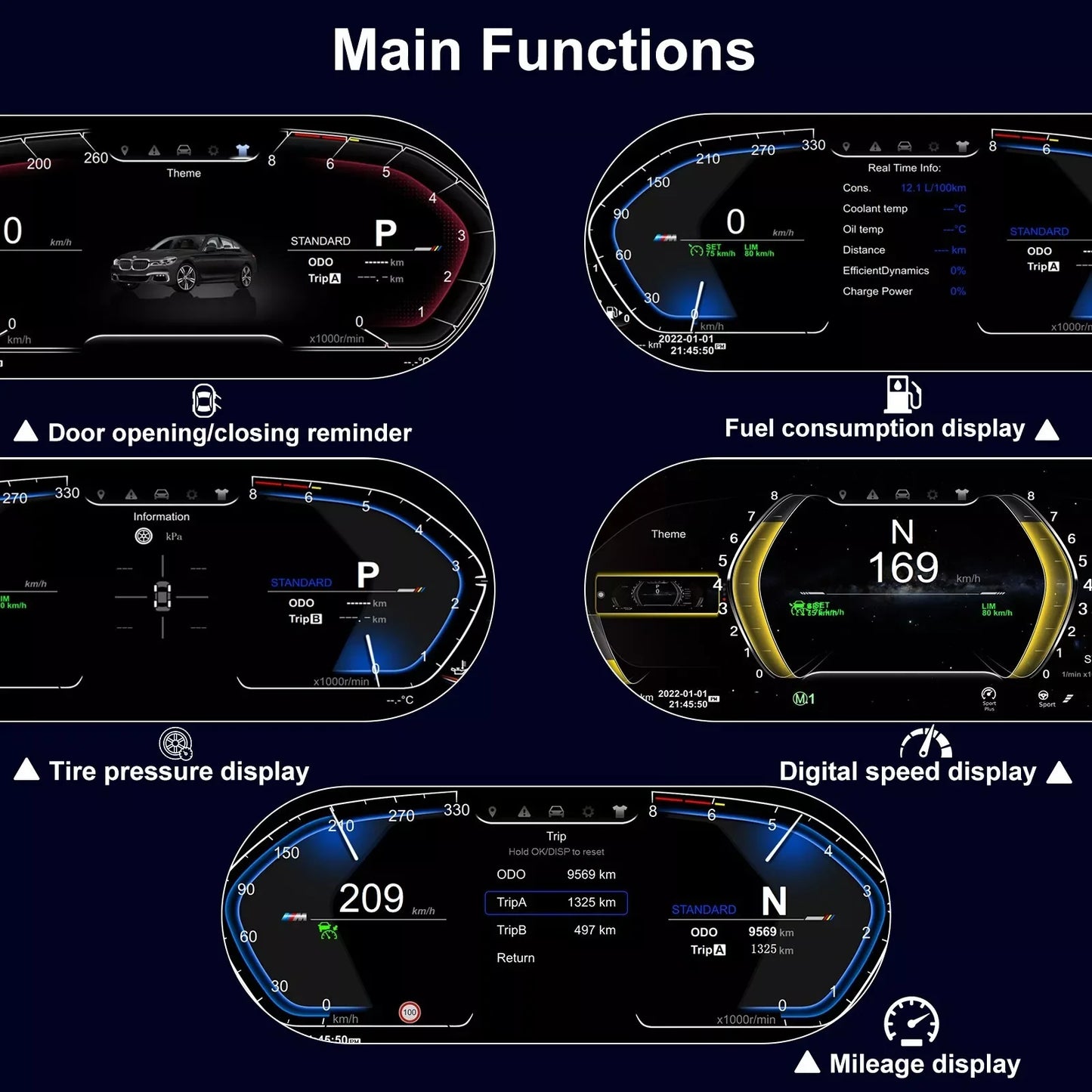 Cluster Digital Dashboard For BMW 5/6/7 Series X3/X4/X5/X6 F01 F07 F10 F15 F16 F18 F25 F26 Speedometer Dashboard