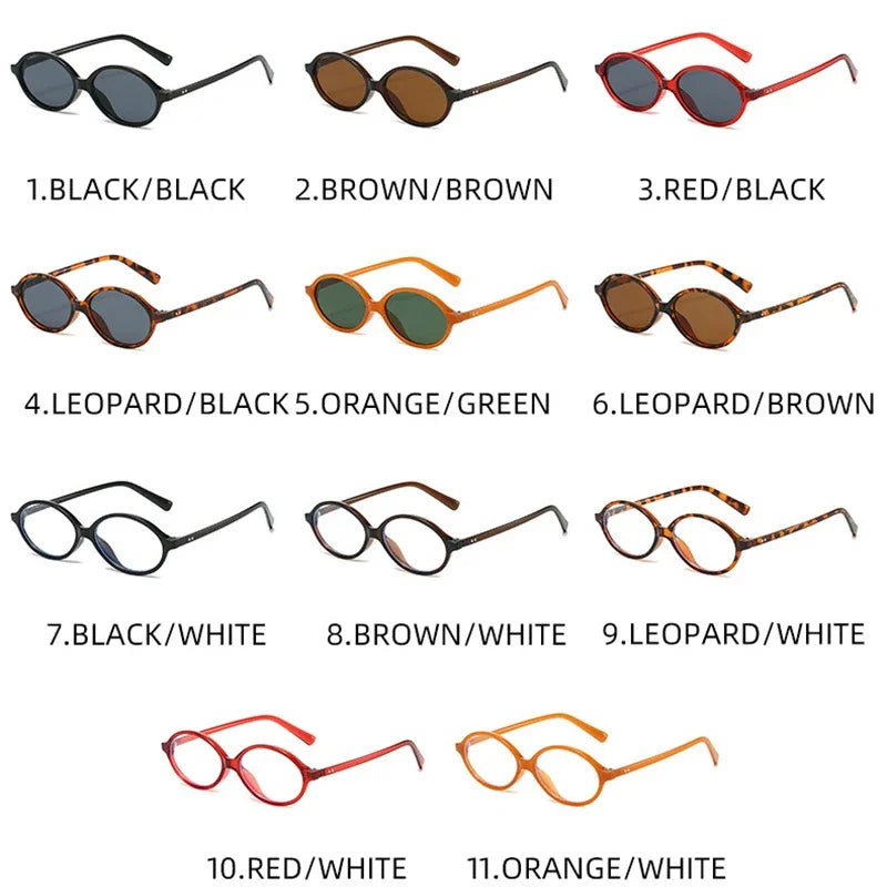 JNPCXI Fashion Small Oval Sunglasses Women Retro Punk Rivets Men Shades UV400