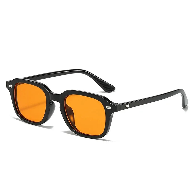 JNPCXI Square Candy Color Women Sunglasses Retro Rivets Men Trending Orange Sun Glasses Shades UV400