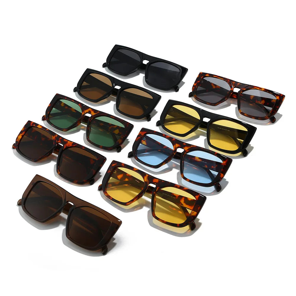 JNPCXI New Fashion Square Sunglasses Women Retro Leopard Green Shades Men Trending Sun Glasses UV400