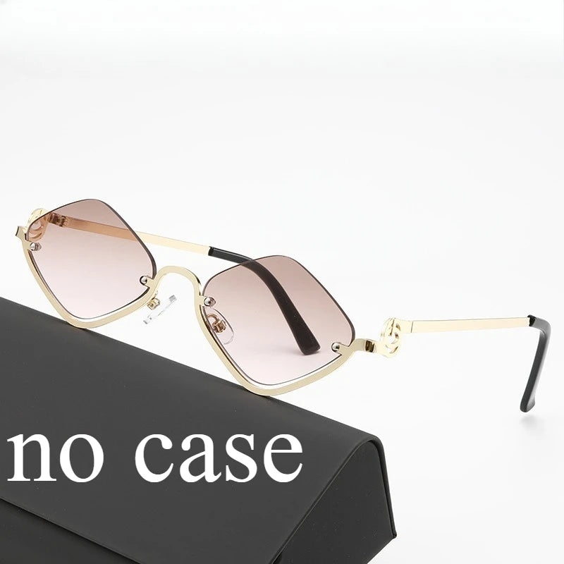 European and American Semi-Framed Retro Rhombus Sunglasses Punk Style Slim-Face Slimming Men's and Women's Shades