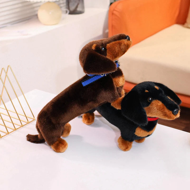 Simulation Dachshund Animal Doll Stuffed Standing Dog Puppy Plush Toy Brown Black Plushie Men Birthday Gift