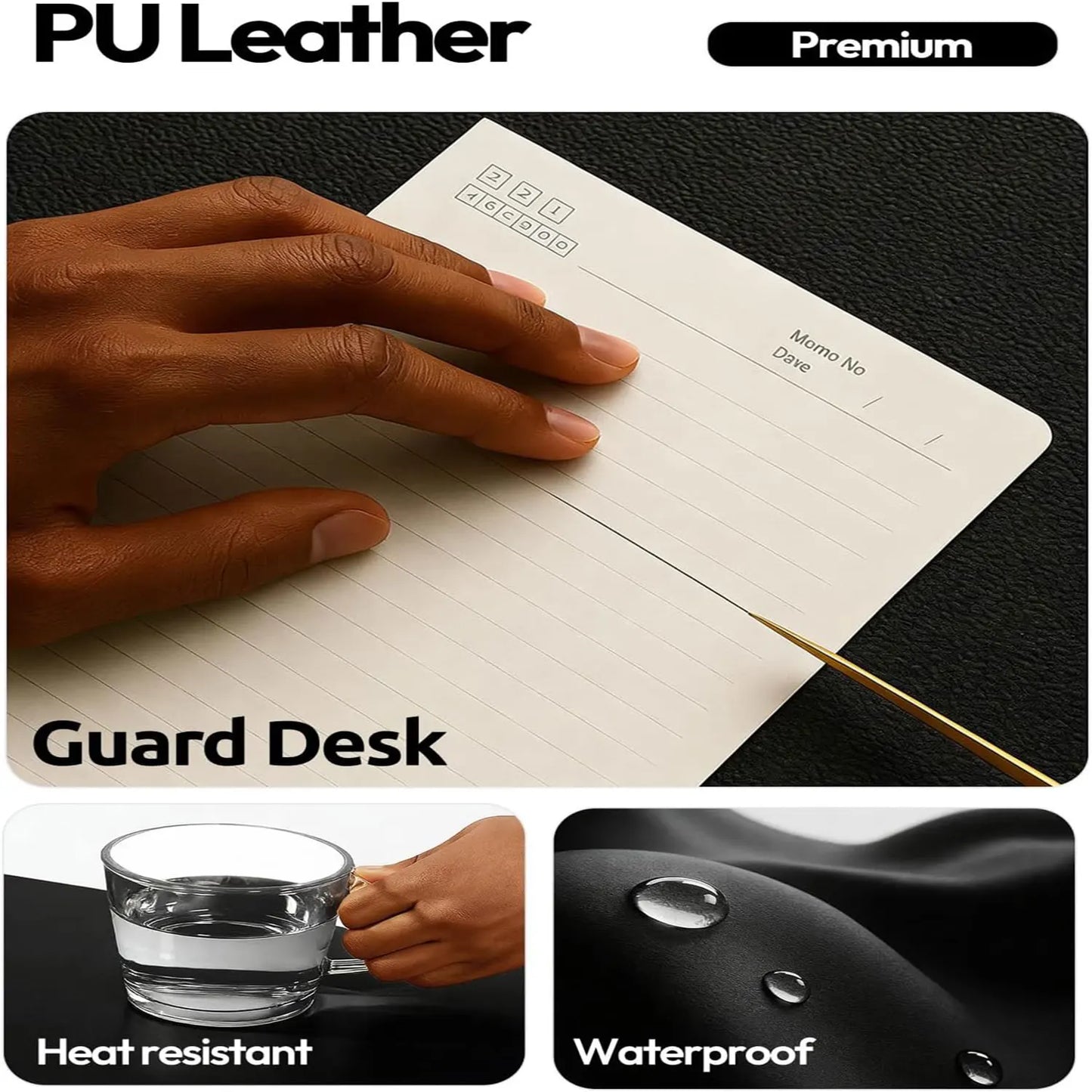 Leather Office Desk Pad Protector,Large Mouse Pad,Non-Slip,PU Leather,Laptop Desk Blotter,Waterproof Writing Pad for Office/Home