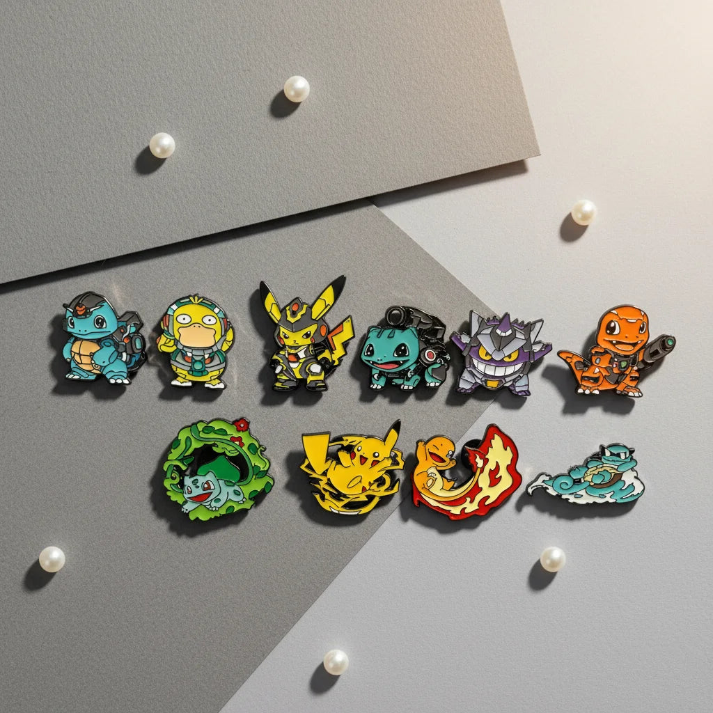 9 Pcs Pokemon Animal Enamel Pin Set Cute Sleep Bulbasaur Pikachu Fashion Embroidery for Backpack Clothing Jewelry Metal Jewelry