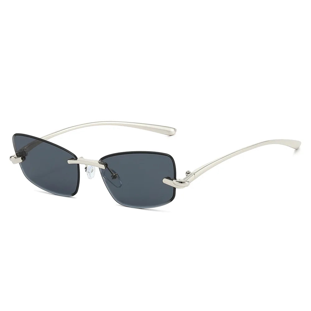 JNPCXI 2026 New Luxury Butterfly Sunglasses for Women Rimless Tint Lens Metal Shades Party Travel Decoration Uv400