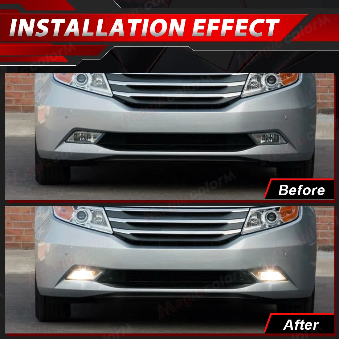 For Honda Odyssey 2011 2012 2013 Fog Lamps DRL Daytime Running Lights Front Bumper Halogen Foglights Auto Daylight Headlight 12V