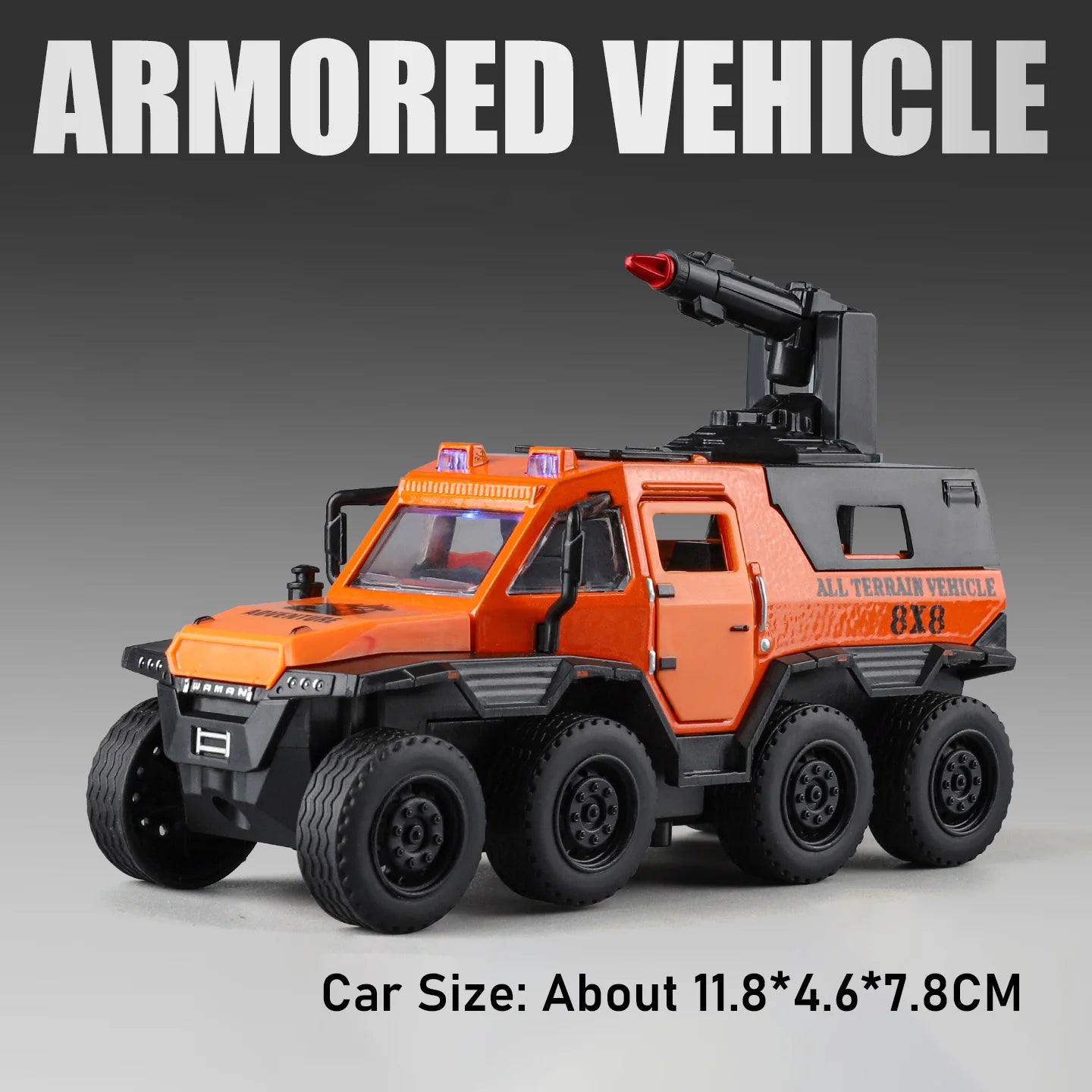 1:36 Conqueror SWAT Armored Vehicle Alloy Diecast Model Toys Car Doors Opened Sound Light Pull Back Cars Festival Gift for Child