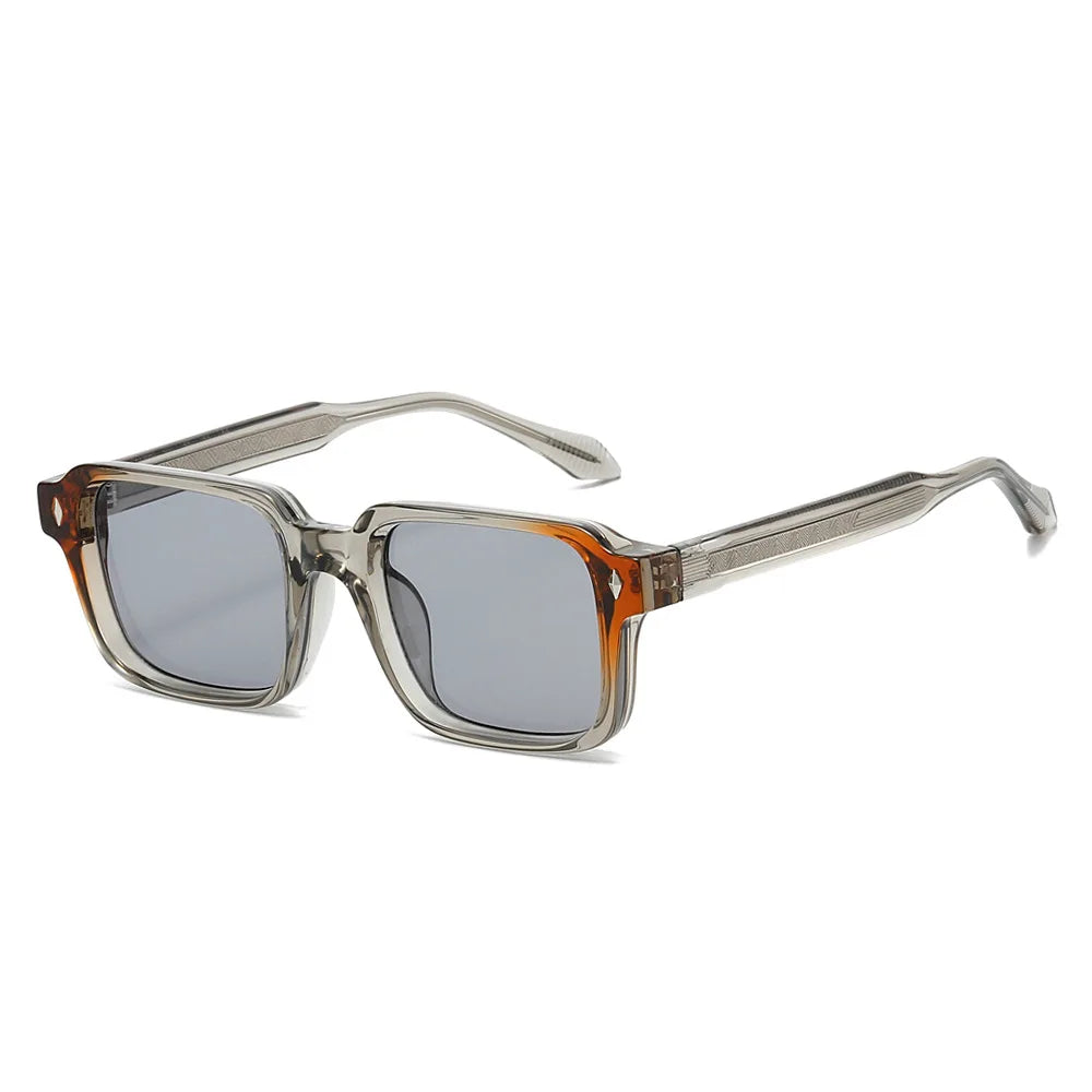 JNPCXI Retro Square Rivets Women Luxury Sunglasses Fashion Dark Green Shades UV400 Trending Men Punk Sun Glasses
