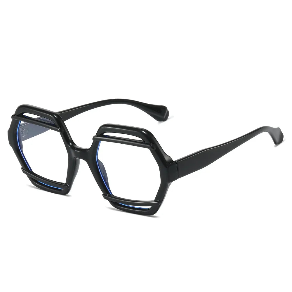 JNPCXI Retro Polygon Jelly Tea Sunglasses Women Fashion Gradient Eyewear Shades UV400 Men Rivets Sun Glasses