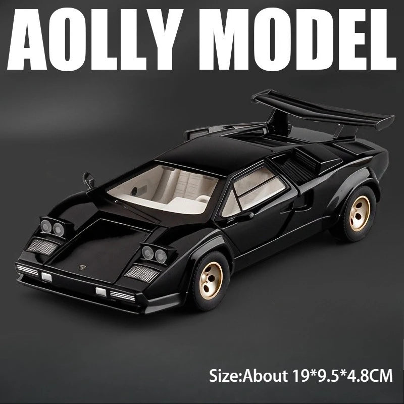 1:24 F1-LM LP500S Alloy Sporscar Model Diecast Toy Doors Opened Sound Light Pull Back Front-wheel Steering Car Children Day Gift