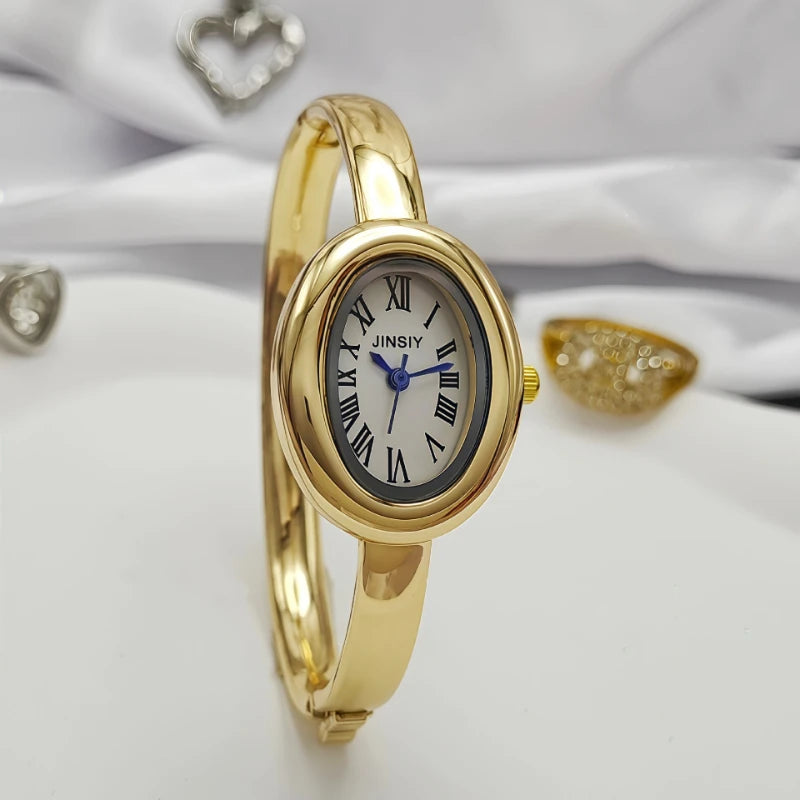 Luxury Gifts Gold Quartz Watch Famous Brand Women Bracelet Watches Fashion Oval Bathtub Shaped Wristwatches Dropshipping Clock